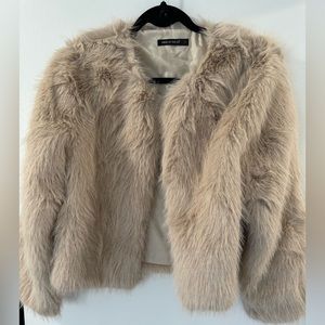 NEW Women’s Faux Fur Coat Elegant Fashion Long Sleeve Jacket Small Apricot SM S